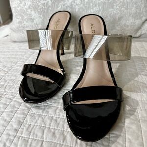 Aldo Black Heels with Transparent Strap